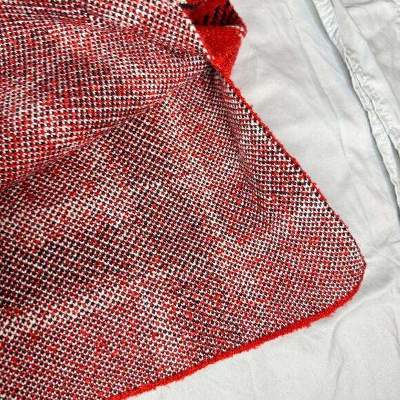 ZARA Women's Large Oversized Wool Blend Mock Neck Sweater Red Black Pockets - Picture 8 of 13